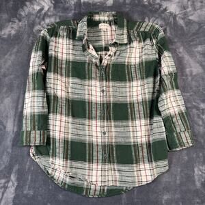 Wonderly Green Plaid Flannel Button Front Shirt 100% Cotton XS